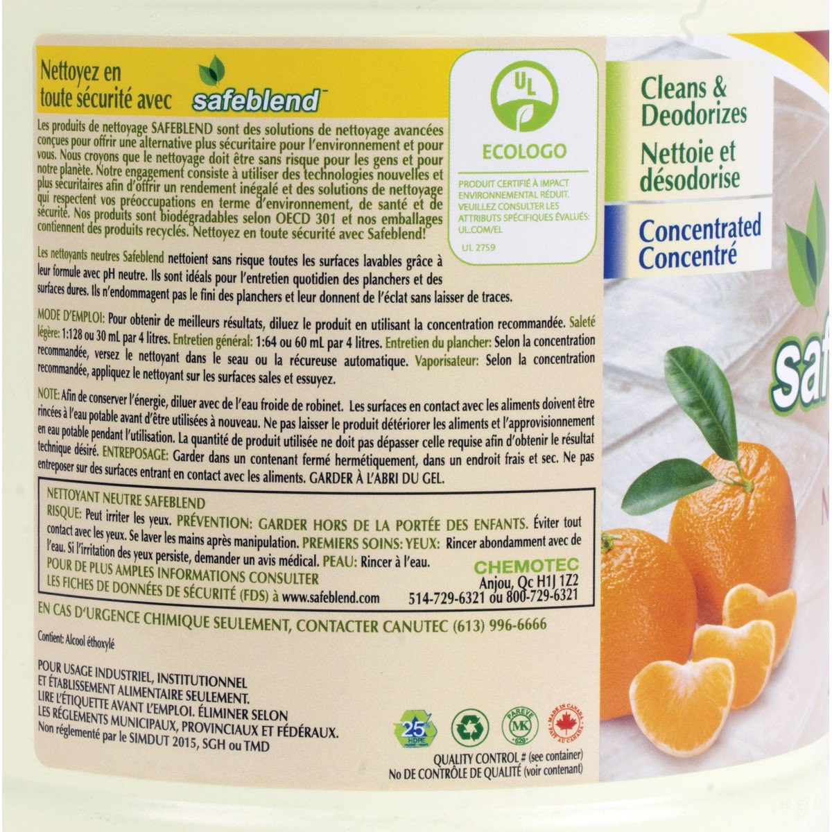 Ecologo Concentrated Neutral Cleaner - Tangerine - 1.06 gal (4 L) - Safeblend