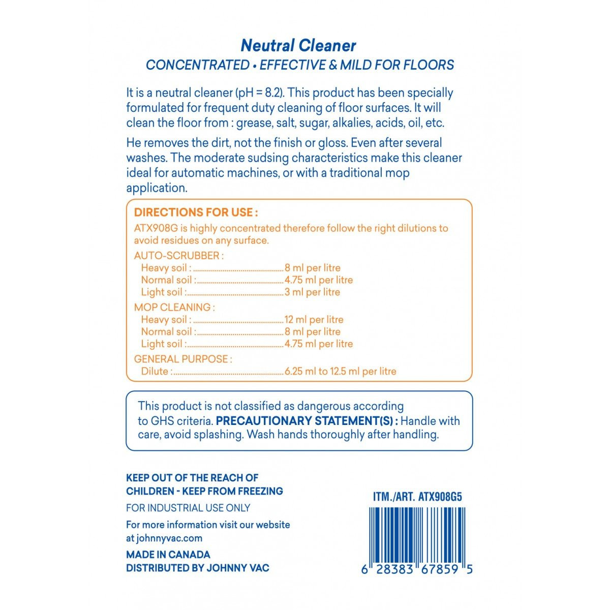 Neutral Cleaner - Effective And Mild For Floors - 5 gal (18.9 L) - Attax ® Pro
