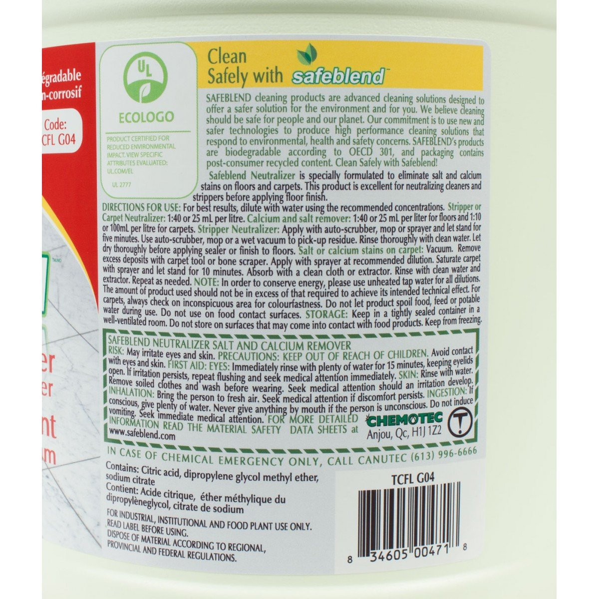 Ecologo Neutralizer Salt and Calcium - 1.06 gal (4 L) - Safeblend