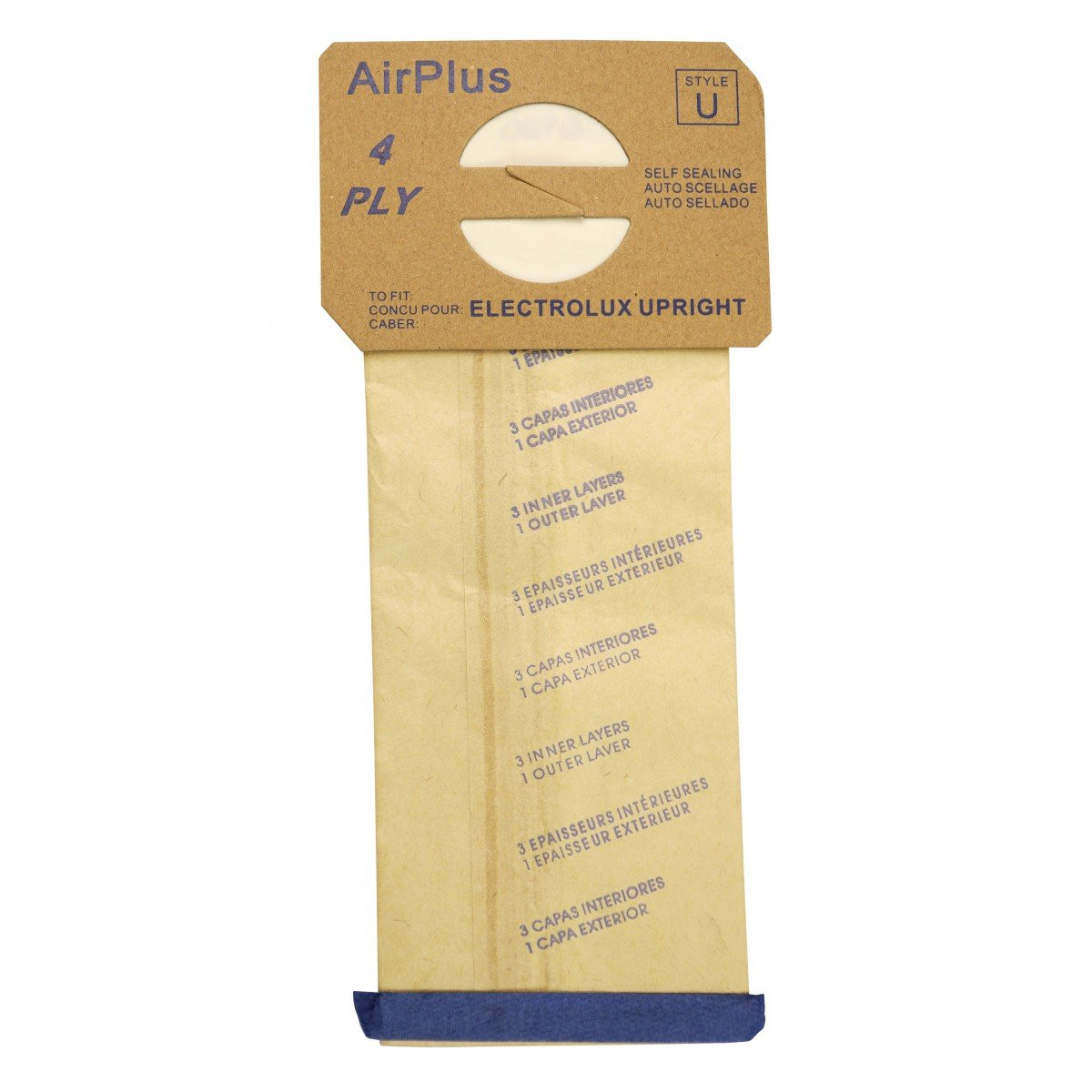 Paper Vacuum Bag for Electrolux Discovery Prolux - Style U AirPlus - Box of 100 Bags - Bulk - 138FPC*