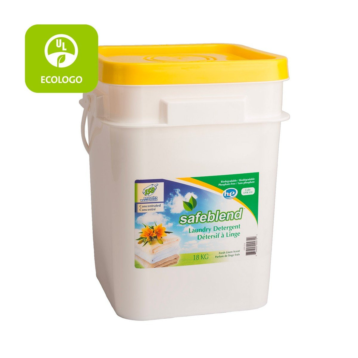 Ecologo Powder Laundry Detergent / Soap HE - Fresh Linen Scent - 39.7 lb (18 kg) - Safeblend LPFR-1YS