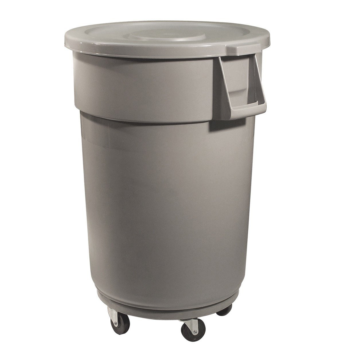 Trash Garbage Can Bin with Lid - Drum Dolly - 44 gal (167 L) - Grey
