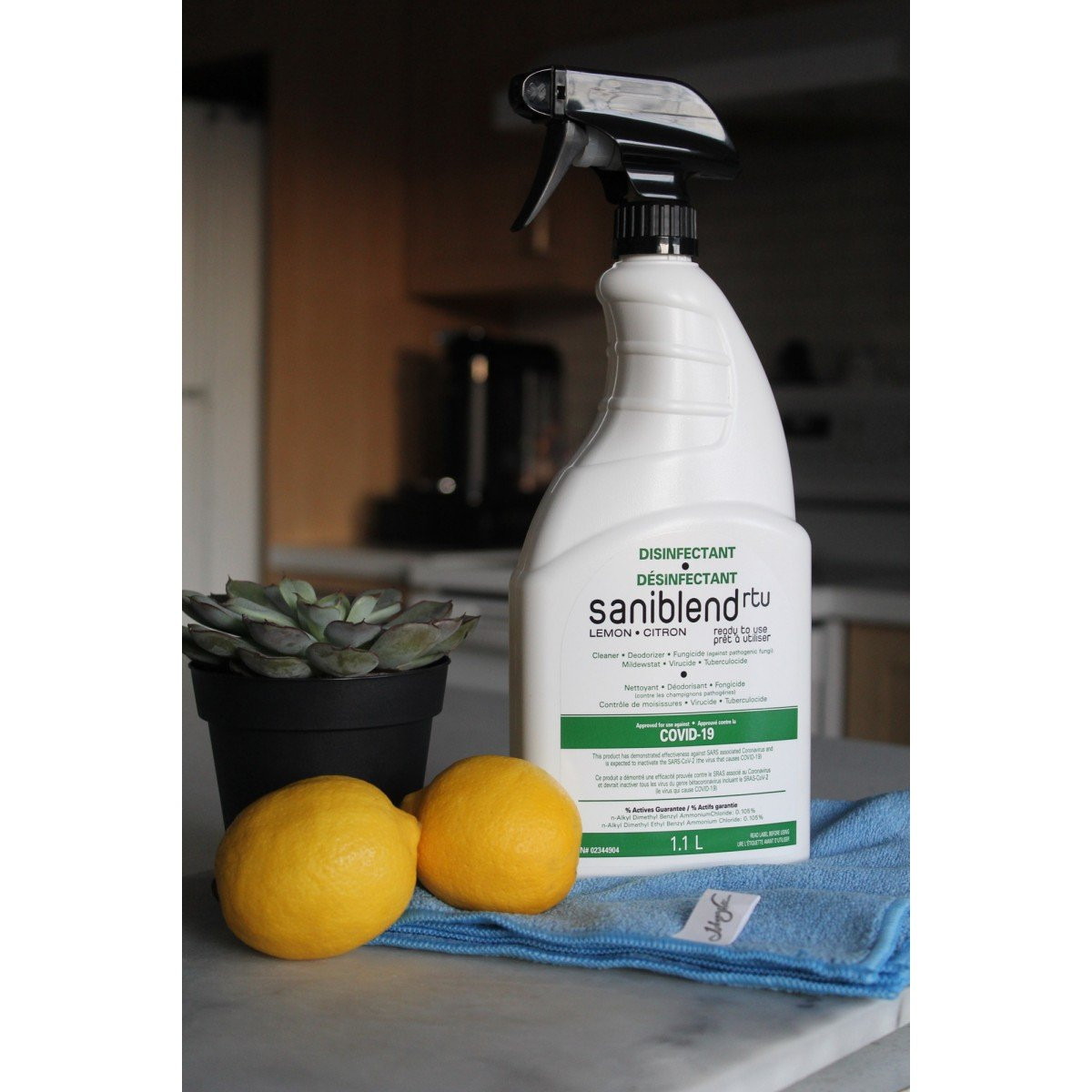 Saniblend RTU- Cleaner - Deodorizer - Disinfectant - Ready to Use - Lemon - 0.29 gal (1.1 L) - Safeblend SRTLGN4 