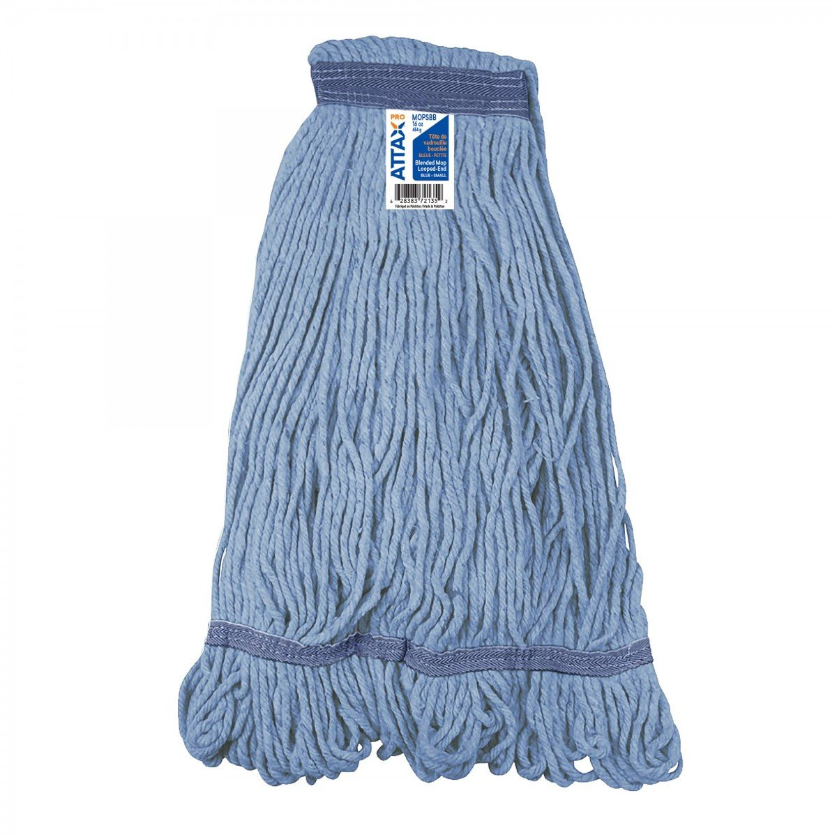 Synthetic String Mop Replacement Head - Small (16 oz / 454 g) - With Narrow Strips and Looped End - Blue