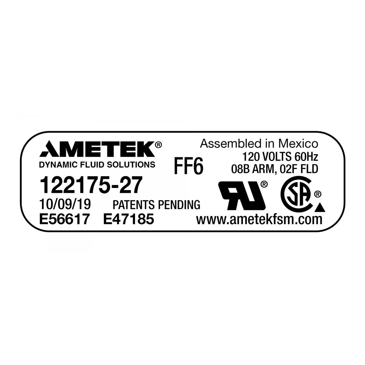 Tangential Vacuum Motor - 8.4" dia - 2 Fans - 120 V - Lamb / Ametek 122175-00(b)