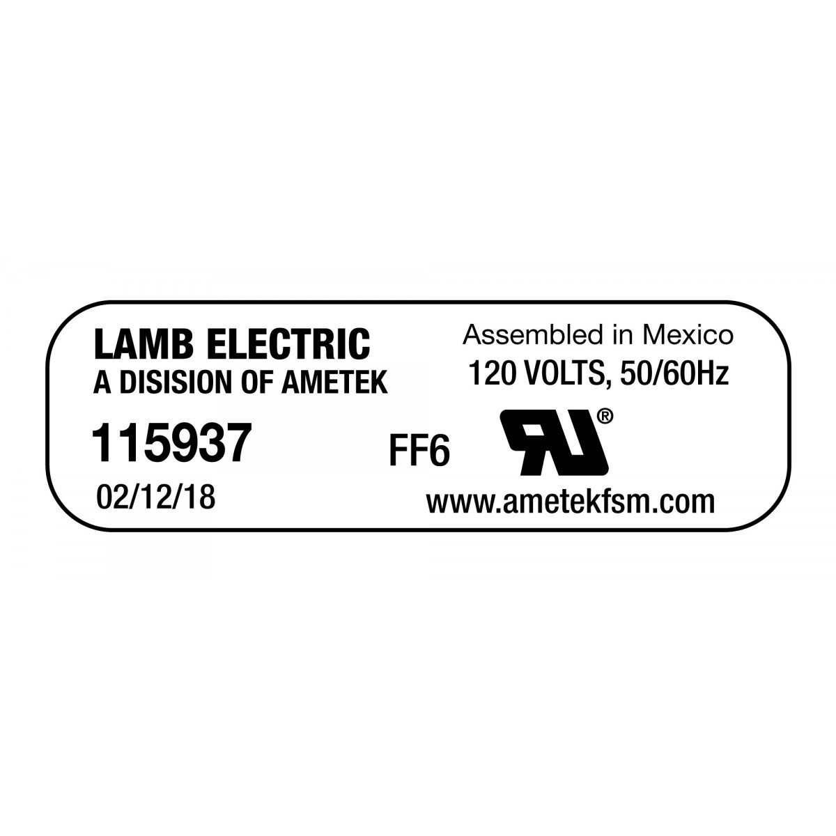 Tangential Vacuum Motor - 7.2" dia - 2 Fans - 120 V - 12.7 A - 1405 W - 392 Airwatts - 110.1" Water Lift - 105.4 CFM - Epoxy Paint - Lamb / Ametek 115937 (S)