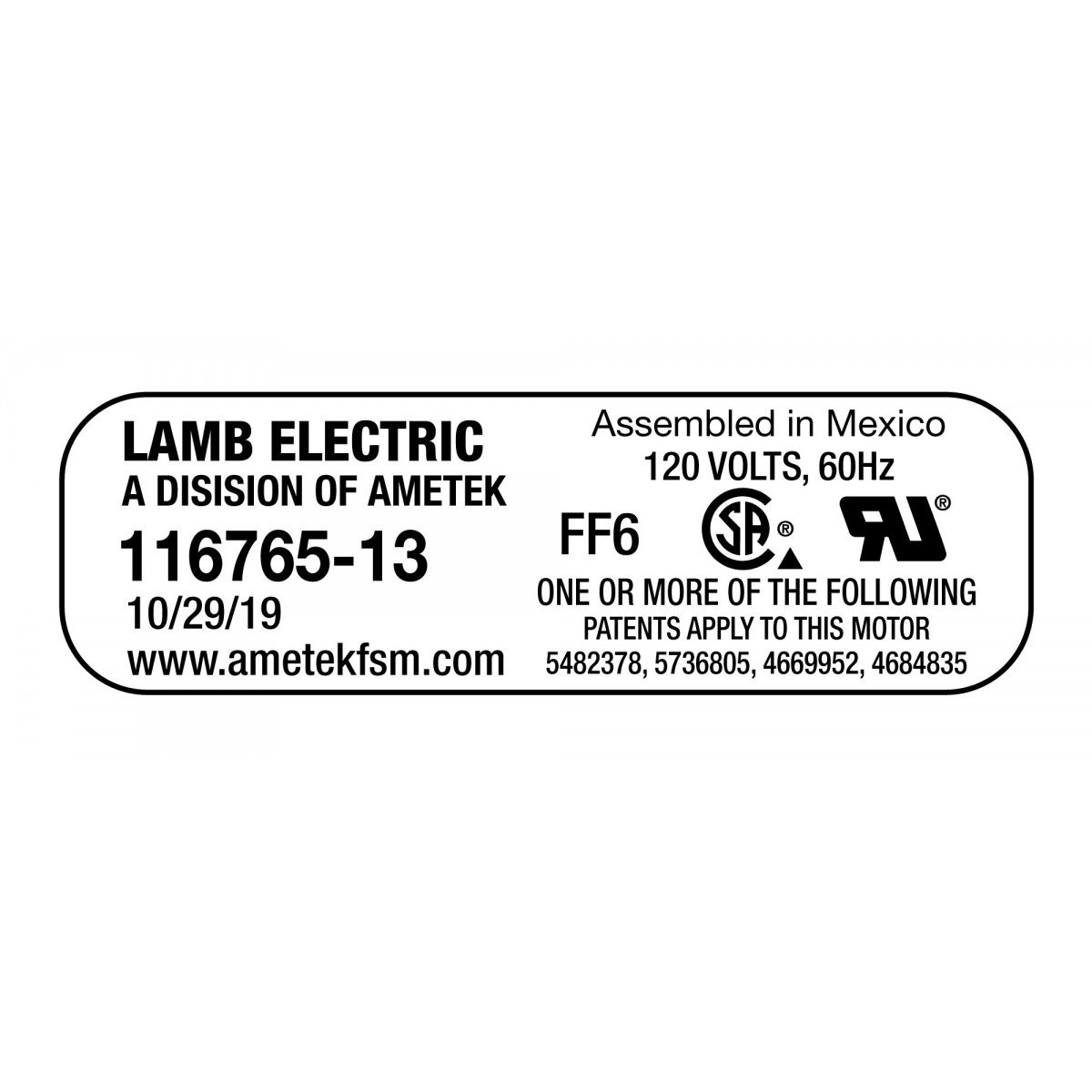 Tangential Vacuum Motor - 5.7 " dia - 3 Fans - 120 V - Epoxy Paint - Lamb / Ametek 116765-13 (S) **