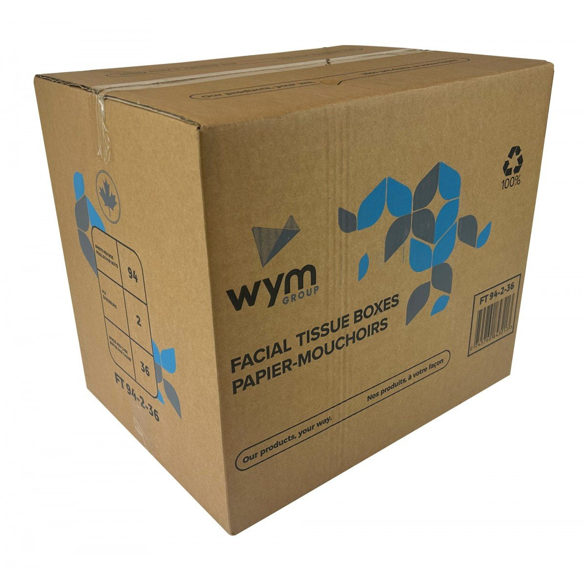 2-Ply Facial Tissues - Pack of 36 Boxes, 94 Tissues per Box