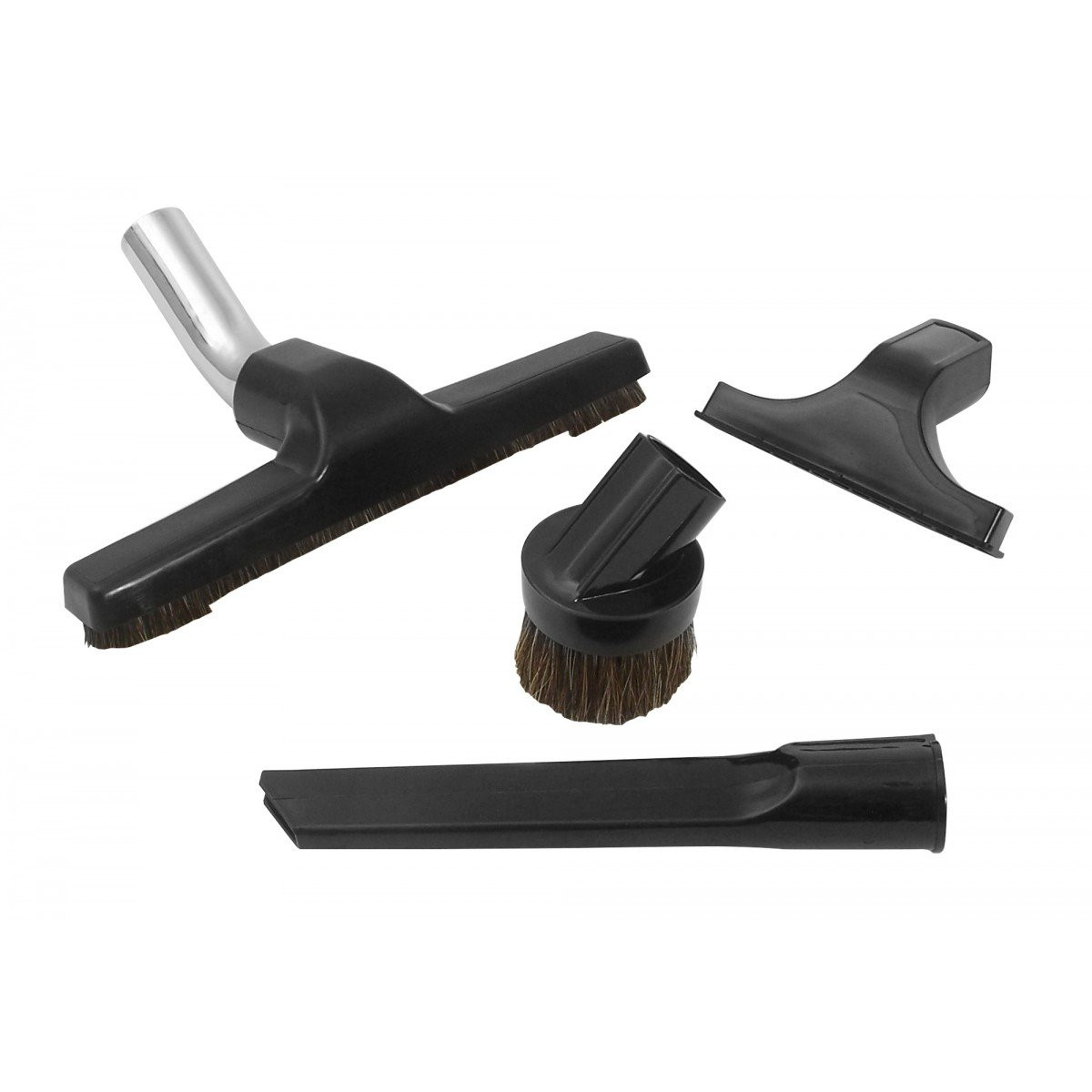 Central Vacuum Brush Kit - 10" (25.4 cm) Floor Brush - Dusting Brush - Upholstery Brush - Crevice Tool - Black