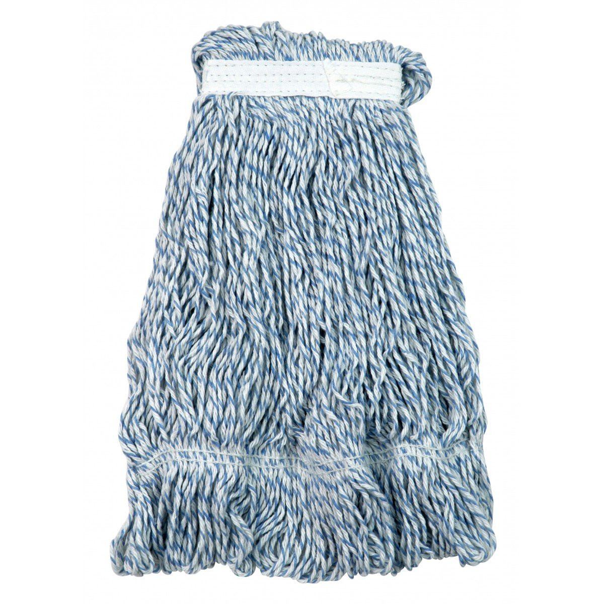 String Mop Replacement Head - Waxing - with Narrow Bands and Fine Strings - 24 oz (650 g) - White & Blue