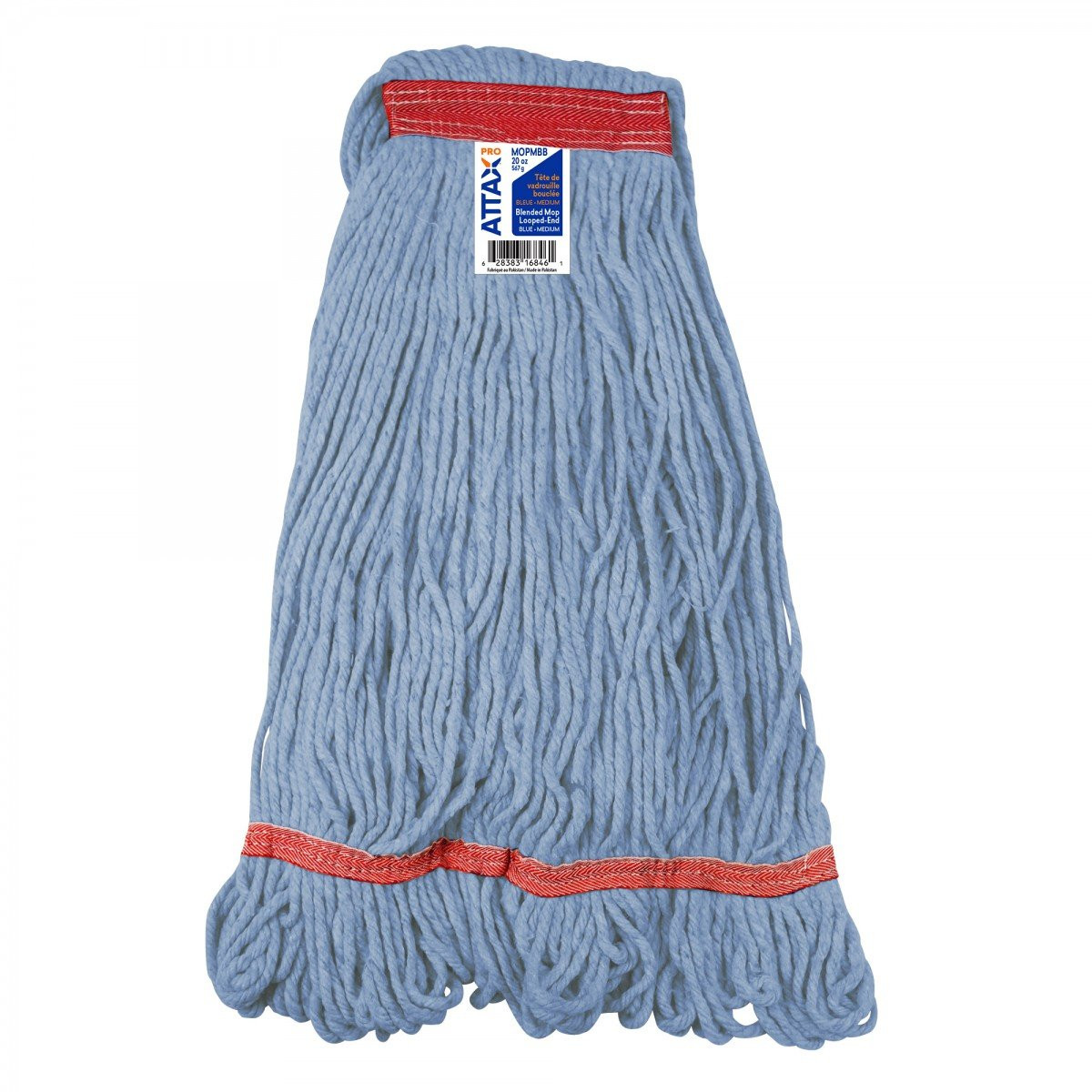 Synthetic wet mop Replacement Head - with Narrow Strips and Looped End - Blue